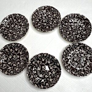 6 Laura Ashley Susanna  Johnson Bros. Floral Saucer Teacup Plates 5.50" Vintage